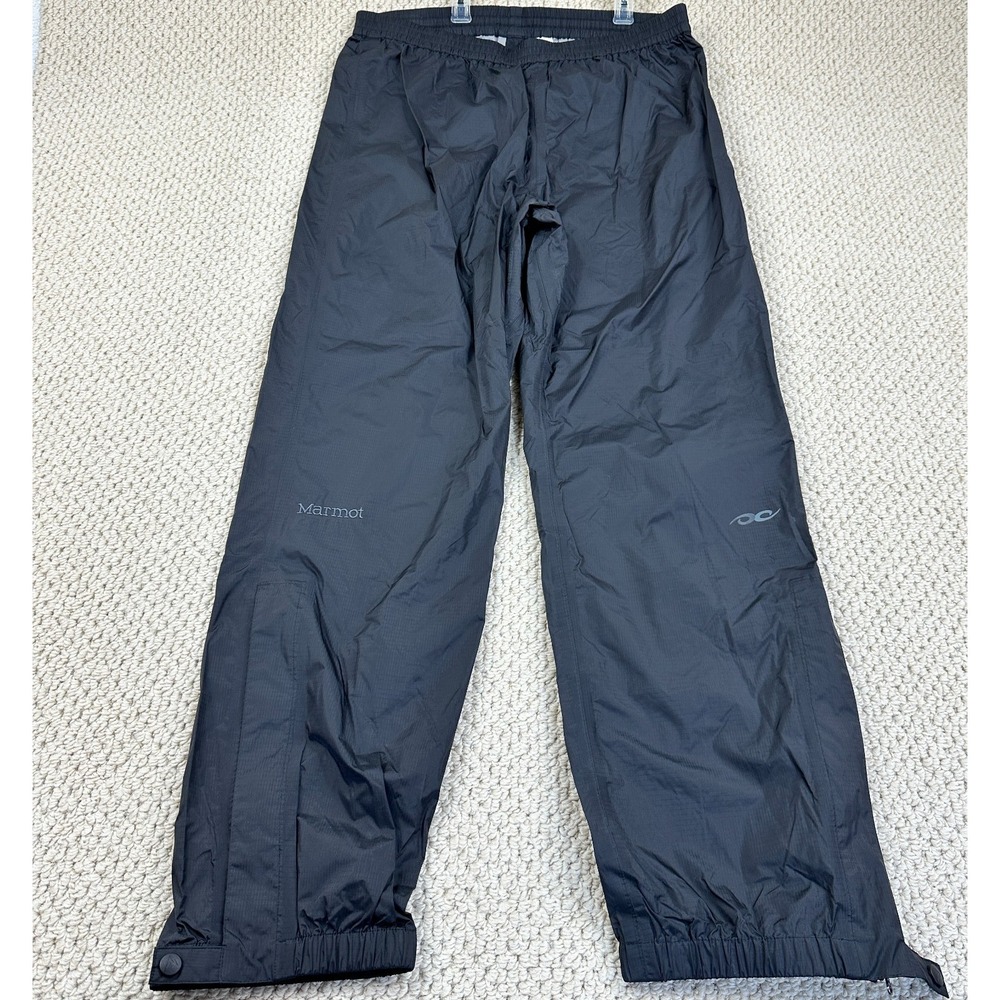 Marmot Rain Pants Mens M Black PreCip Full Zip Waterproof Shell Hiking Outdoor